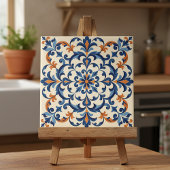Mediterranean Azulejo Style Navy Blue and Orange Fliese