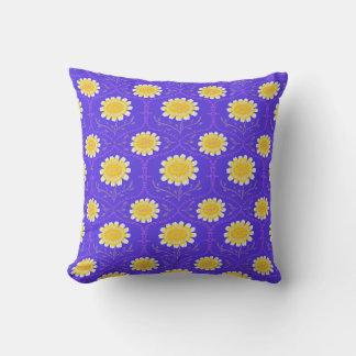 Mediterranean Blue and Yellow Floral Greek Flora  Kissen
