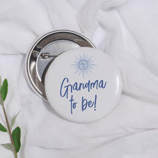 Mediterranean Blue Baby Shower Grandma To Be Button