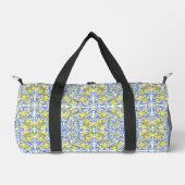Mediterranean Blue Citrus Lemon Tile Pattern Duffle Bag (Vorderseite)