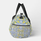 Mediterranean Blue Citrus Lemon Tile Pattern Duffle Bag (Rechts)