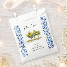 Mediterranean Blue Italian Tiles Lemon Wedding Geschenktütchen