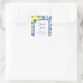 Mediterranean Blue Lemons Brautparty Vielen Dank Quadratischer Aufkleber (Tasche)