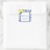 Mediterranean Blue Lemons Brautparty Vielen Dank Quadratischer Aufkleber (Tasche)