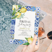 Mediterranean Blue Tile Citrus Lemon Bridal Shower Einladung