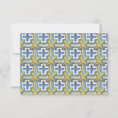 Mediterranean Blue Tile Citrus Lemon Wedding RSVP Karte (Rückseite)