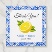Mediterranean Blue Tile Lemon Vielen Dank für Ihre Geschenkanhänger (Vorderseite)