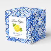 Mediterranean Blue Tile Lemon Vielen Dank für Ihre Geschenkschachtel (Vorderseite)