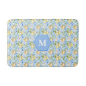 Mediterranean Blue Tile Limoncello Monogram Name Badematte (Vorderseite)