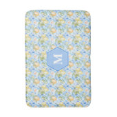 Mediterranean Blue Tile Limoncello Monogram Name Badematte (Vorderseite Vertikal)