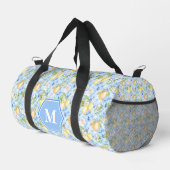 Mediterranean Blue Tile Limoncello Monogram Name Duffle Bag (Rechte Ecke)