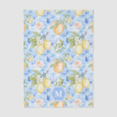 Mediterranean Blue Tile Limoncello Monogram Name Seidenpapier (Vorderseite)