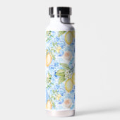Mediterranean Blue Tile Limoncello Monogram Name Trinkflasche (Links)