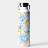 Mediterranean Blue Tile Limoncello Monogram Name Trinkflasche (Vorne)
