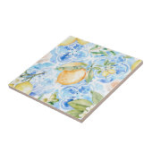 Mediterranean Blue Tile Yellow Lemon Watercolor Fliese (Seite)