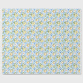 Mediterranean Blue Tile Yellow Lemon Watercolor Geschenkpapier (Flach)