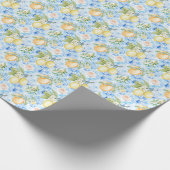 Mediterranean Blue Tile Yellow Lemon Watercolor Geschenkpapier (Ecke)