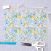 Mediterranean Blue Tile Yellow Lemon Watercolor Seidenpapier (Handwerk)