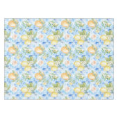 Mediterranean Blue Tile Yellow Lemon Watercolor Tischdecke (Vorderseite (Horizontal))