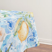 Mediterranean Blue Tile Yellow Lemon Watercolor Tischdecke (Beispiel)