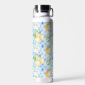 Mediterranean Blue Tile Yellow Lemon Watercolor Trinkflasche (Rückseite)