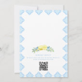 Mediterranean Blue Tiles Lemon Wedding Einladung (Rückseite)