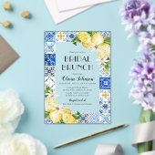 Mediterranean Blue Tiles Lemons Bridal Bunch Acryleinladungen (In Situ (Hochzeit))