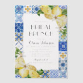 Mediterranean Blue Tiles Lemons Bridal Bunch Pergament Einladungen (Vorderseite)