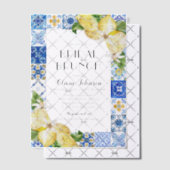 Mediterranean Blue Tiles Lemons Bridal Bunch Pergament Einladungen (Versetzt (Einladung))