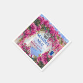 Mediterranean Blue Tiles Pink Flowers Disco Ball Serviette (Ecke)