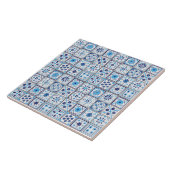 Mediterranean Blue White Tile Pattern Watercolor  Fliese (Seite)