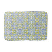 Mediterranean Blue & Yellow Lemon Tile Pattern Badematte (Vorderseite)