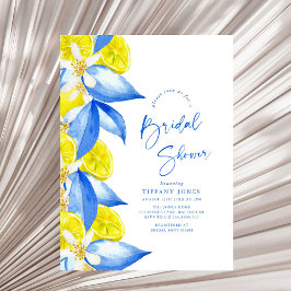 Mediterranean Blue Yellow Lemons Bridal Shower Einladung