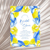 Mediterranean Blue Yellow Lemons Bridal Shower Einladung