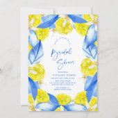 Mediterranean Blue Yellow Lemons Bridal Shower Einladung (Vorderseite)