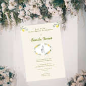 Mediterranean Botanical Lemon Olive Bridal Shower Einladung
