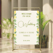 Mediterranean Botanical Lemon Olive Wedding Sign Poster