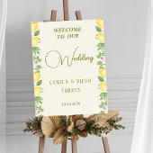 Mediterranean Botanical Lemon Olive Wedding Sign Poster
