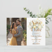 Mediterranean Chic Floral Classic Chalice Lemons Save The Date (Stehend Vorderseite)