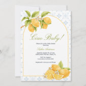 Mediterranean Ciao Baby Italienische Lemon Babydus Einladung (Vorderseite)