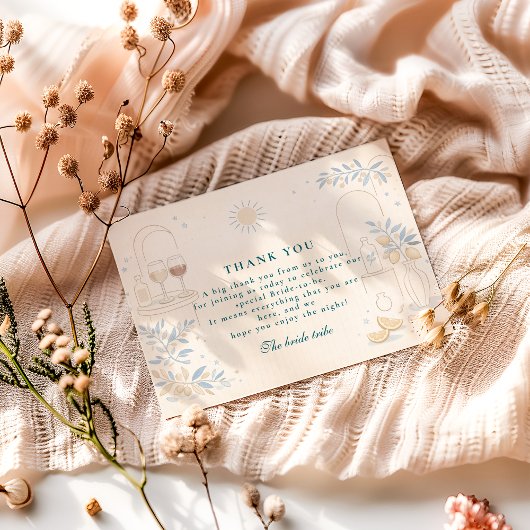 Mediterranean Ciao Miss Bridal Shower Dankeskarte