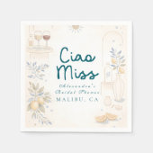 Mediterranean Ciao Miss Bridal Shower Serviette (Vorderseite)