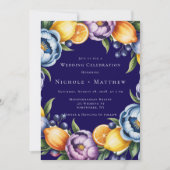 Mediterranean Citrus Bouquet Wedding Einladung (Vorderseite)