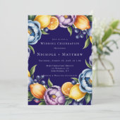 Mediterranean Citrus Bouquet Wedding Einladung (Stehend Vorderseite)