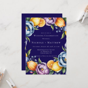 Mediterranean Citrus Bouquet Wedding Einladung