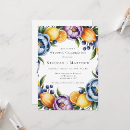 Mediterranean Citrus Bouquet Wedding Einladung