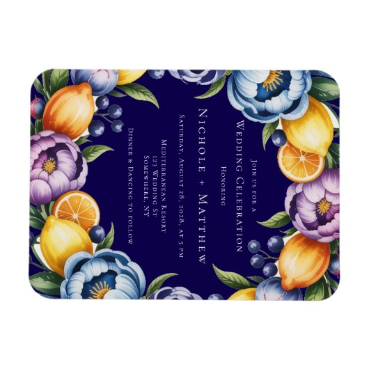 Mediterranean Citrus Bouquet Wedding Magnet (Horizontal)