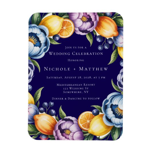 Mediterranean Citrus Bouquet Wedding Magnet (Vertikal)