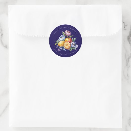 Mediterranean Citrus Bouquet Wedding Runder Aufkleber (Tasche)