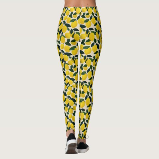 Mediterranean Citrus Fruit Lemons Pattern Summer  Leggings (Rückseite)